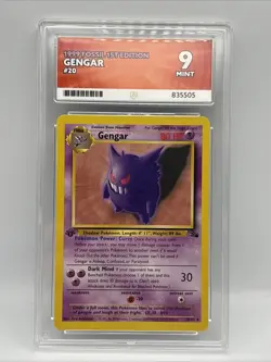 GENGAR - 20/62 - 1st Edition Fossil - Rare - Pokemon Card Ace Graded 9 - Image 1