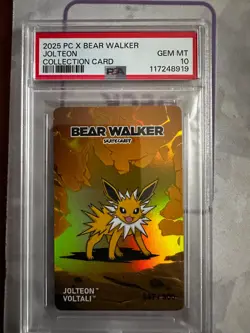 2025 Bear Walker x Pokemon Center Skateboard Card Jolteon /900 (pop 21) PSA 10 - Image 1