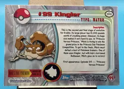 Kingler #99 Topps Blue Label TV Animation Edition Holo Pokemon 1999 NM - Image 2