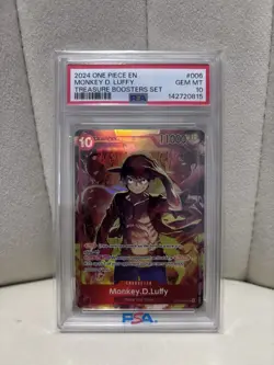 2024 ONE PIECE PROMOS 006 MONKEY D LUFFY TREASURE BOOSTERS SET PSA 10 - Image 1