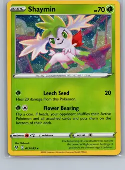 Shaymin 015/185 Rare Holo Card - Vivid Voltage - Pokemon TCG Played LP - Image 1