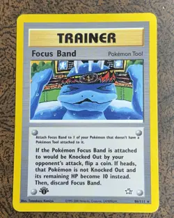 Focus Band 86/111 1st Edition Neo Genesis Rare Pokemon Card. - Image 1