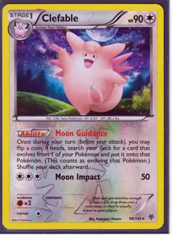 2 POKEMON RARE CLEFABLE 98/135 & CLEFAIRY 97/135 -PLASMA STORM REVERSE HOLO NM - Image 2