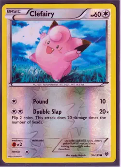 2 POKEMON RARE CLEFABLE 98/135 & CLEFAIRY 97/135 -PLASMA STORM REVERSE HOLO NM - Image 3