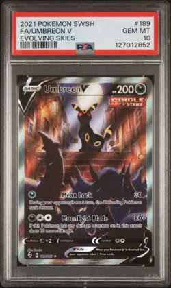 [PSA 10] Umbreon V #189/203 Evolving Skies Alternate Art Secret English POKEMON - Image 1