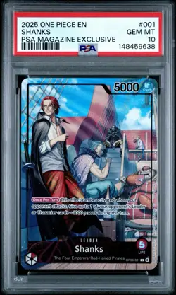 2025 ONE PIECE PROMOS | PSA MAGAZINE EXCLUSIVE SHANKS 001 PSA 10 - Image 1