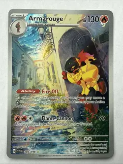 Pokemon Armarouge Stage 1 Fire Holo Card 203/198 HP 130 SV01 Illustration Rare - Image 1