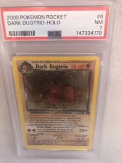 PSA 7 WOTC 2000 Team Rocket Unlimited Dark Dugtrio 6/82 Holo Rare Card NM - Image 1