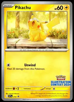 Pokemon TCG Pikachu SVP 214 Illustration Contest 2024 Black Star Promo Card - NM - Image 1