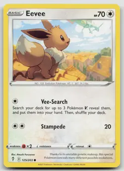 Eevee 125/203 SWSH07: Evolving Skies Atsushi Furusawa Art Pokemon TCG Card - Image 1
