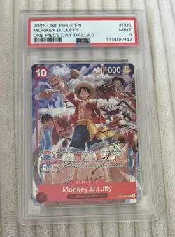 One Piece CCG Monkey.D.Luffy ST10-006 Day Dallas 2025 Super Rare Card PSA 9 - Image 1