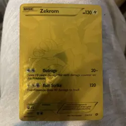 Pokemon Zekrom Gold Secret Rare Full Art Card 115/113 Legendary Treasures Series - Image 1