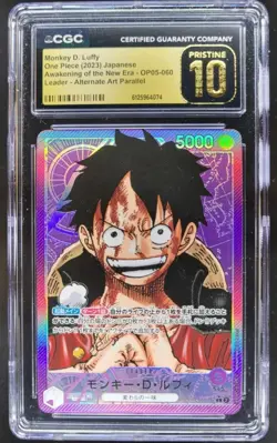 CGC PRISTINE 10 Monkey D Luffy Leader Alt Art OP05-060 One Piece Card Japanese - Image 1