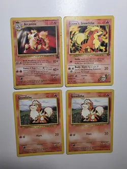 4-Card Pokemon Lot Arcanine Promo Growlithe Base Set Gym Challenge WOTC - Image 1