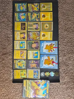 Lot of random Pokemon Pikachu merchandise. Pikachu cards, coins and ornaments. - Image 1
