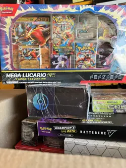 Pokemon TCG Mega Evolution Lucario ex Premium Figure Collection Box - Image 1