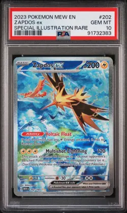 2023 Pokemon S&V MEW EN-151 ZAPDOS ex SIR #202/165 PSA 10 - Image 1