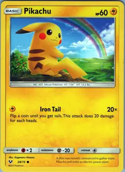 Pikachu 28/73 Common - Pokemon TCG Shining Legends - Regular (LP) - Image 1