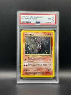 Houndour Holo Swirl - 2001 Pokemon Neo Discovery 5/75 - PSA 8 NM-MT 🌀 - Image 1