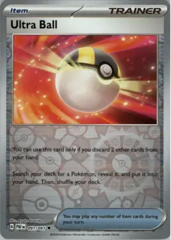 2024 Pokemon Scarlet and Violet Paldean Fates Reverse Foil #091 Ultra Ball U - Image 1