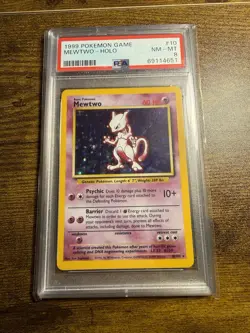 Pokemon TCG Mewtwo Base Set Holo Rare 10/102 PSA 8 - Image 1
