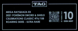 2021 Pokemon SWSH Celebrations Classic 76/108 Mega Rayquaza EX UR TAG 10 (950) - Image 3
