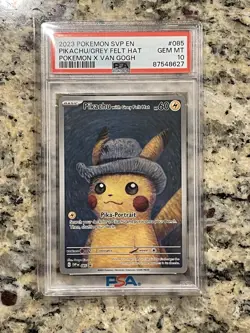 2023 POKEMON SVP EN-SV BLACK STAR PROMO VAN GOGH #085 PIKACHU FELT HAT - PSA 10 - Image 1