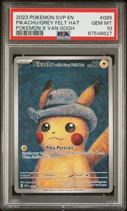 2023 POKEMON SVP EN-SV BLACK STAR PROMO VAN GOGH #085 PIKACHU FELT HAT - PSA 10 - Image 3