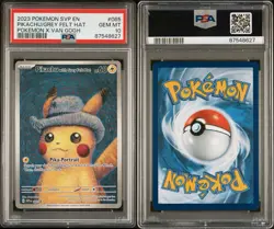 2023 POKEMON SVP EN-SV BLACK STAR PROMO VAN GOGH #085 PIKACHU FELT HAT - PSA 10 - Image 5