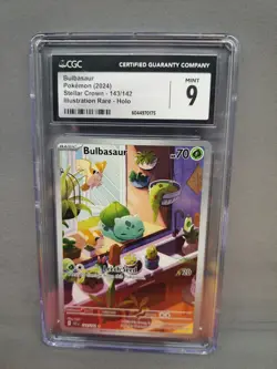 Pokemon TCG Bulbasaur Stellar Crown Illustration Rare Card 143/142 Graded CGC 9 - Image 1