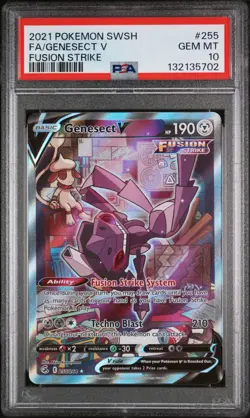2021 POKEMON SWORD & SHIELD FUSION STRIKE #255 FULL ART/GENESECT V PSA 10 - Image 1
