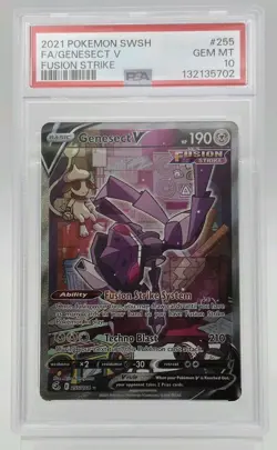 2021 POKEMON SWORD & SHIELD FUSION STRIKE #255 FULL ART/GENESECT V PSA 10 - Image 3