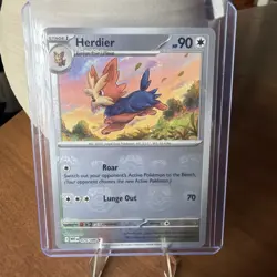 Pokemon Herdier Masterball Holo 075/086 White Flare Scarlet and Violet TCG - Image 1
