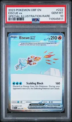 Pokemon Eiscue ex 222/197 Obsidian Flames Special Illustration Rare Holo PSA 10 - Image 1