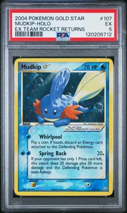 2004 POKEMON EX TEAM ROCKET RETURNS GOLD STAR #107 MUDKIP-HOLO PSA 5 - Image 1