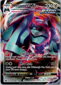POKEMON CARD - METAGROSS VMAX 113/198 CHILLING REIGN VMAX RARE HOLO NEAR MINT - Image 1