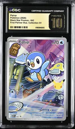 CGC 10 Pristine Piplup 042 Pokemon First Partner Illustration Promo Holo - Image 1