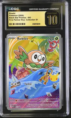 Pokemon Rowlet 043 Black Star Promo First Partner - CGC 10 PRISTINE - Image 1