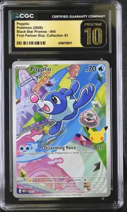 Pokemon Popplio 045 Black Star Promo First Partner - CGC 10 PRISTINE - Image 1