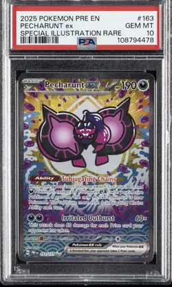 2025 POKEMON PRE EN-SPECIAL ILLUSTRATION RARE #163 PECHARUNT EX PSA 10 - Image 1