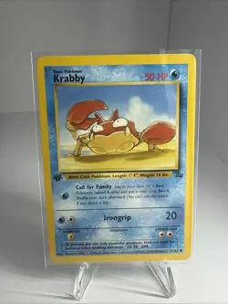 Pokemon TCG Krabby Fossil 51 Regular 1st Edition Common Card - Image 1