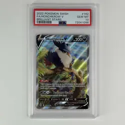 2022 Pokemon SWSH Honchkrow V Brilliant Stars Full Alt Art #162 PSA 10 Gem Mint - Image 2