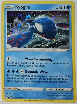 Swirl 🌀 Kyogre 036/159 Cosmos Holo Heavily Bleed Error Rare Pokemon TCG ✨ - Image 3