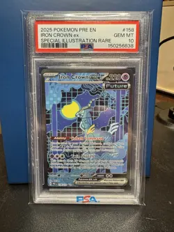 2025 Pokemon Prismatic Evolutions Iron Crown Special Illustration Rare PSA 10 - Image 1