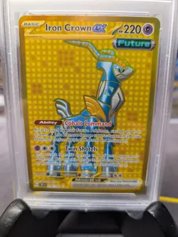 2024 Pokemon Iron Crown ex #216 Gold Hyper Rare – PSA 10 GHR - Image 3