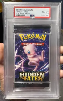 2019 Pokemon INT'L Hidden Fates Foil Booster Pack Mew Art PSA 10 Gem Mint - Image 1