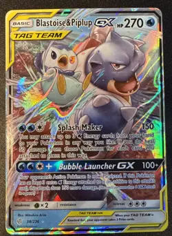 Pokemon TCG Blastoise and Piplup GX Tag Team 38/236 Cosmic Eclipse - Image 1