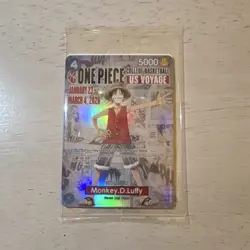 SEALED Bandai One Piece CCG Monkey D. Luffy US VOYAGE Promo Full Art - Image 1