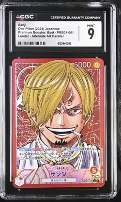 CGC 9 Mint One Piece Sanji L Alternate Art PRB01-001 Premium Booster jpn - Image 1