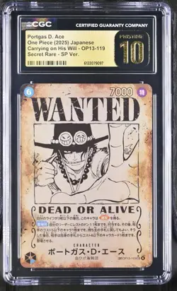 CGC PRISTINE 10 Portgas D. Ace OP13-119 SEC SP Wanted Japanese ONE PIECE PSA 10 - Image 1